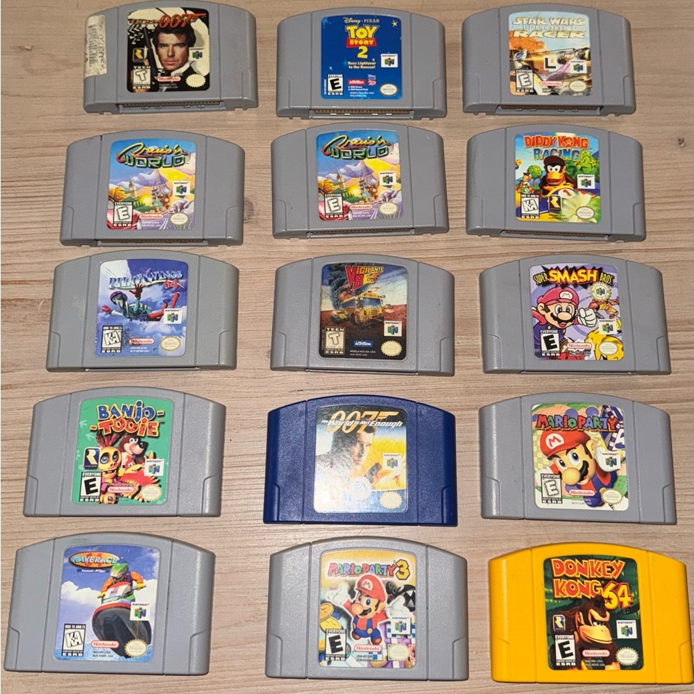 N64 games Mario party, donkey Kong 64, diddy Kong racing, super smash bros …